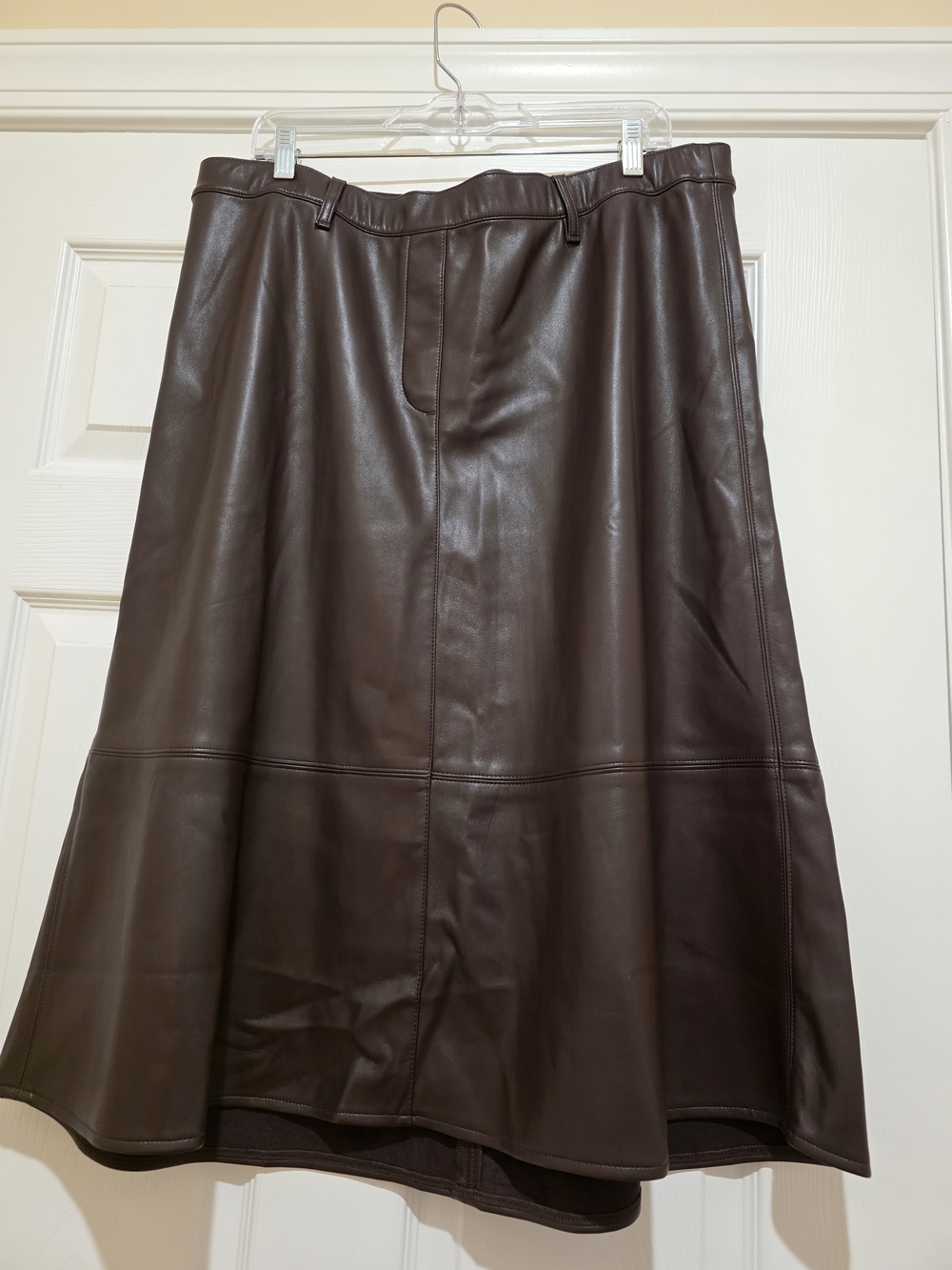 J. Jill Deep Brown Faux Leather A-Line Skirt XL NWT